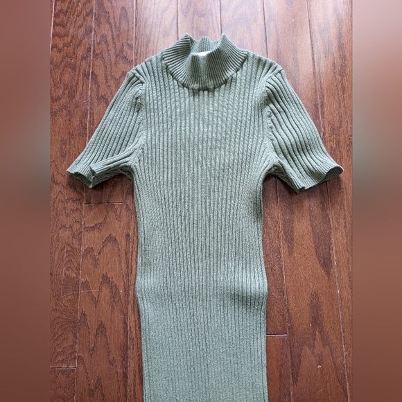 Noisy May Moss Green Bodycon Mock Neck Dress - Picture 1 of 2